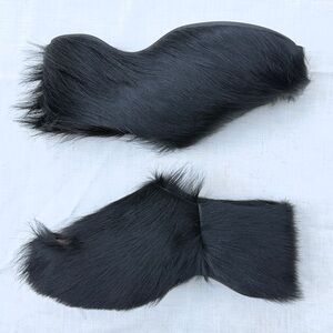 Black Calf Hair-on-Hide Platform Open-toe Mules